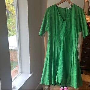 Green V-Neck Women's Dress